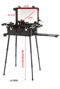 Aluminum Rolling Makeup <b>Storage</b> Trolley Case with LED Light and Mirror Silver <b>Suitcase</b> 22" & 24" Sizes - Product Image 6