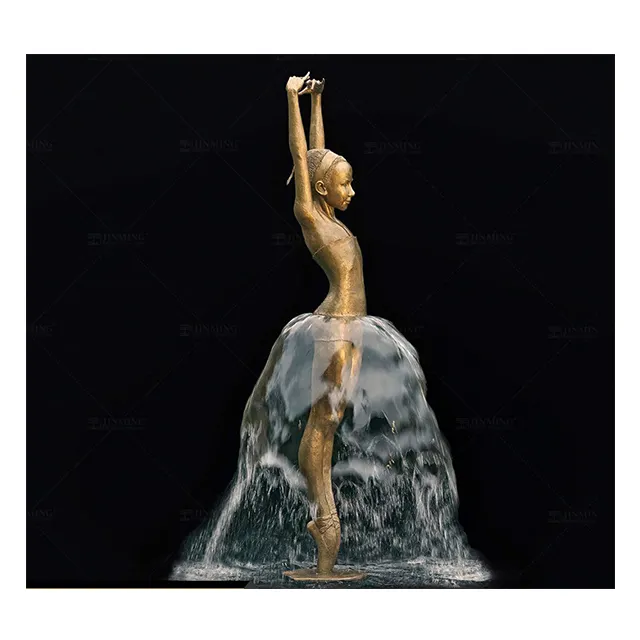 Donna di balletto del metallo della fontana di acqua della statua di Dancing della ragazza nuda del bronzo a grandezza naturale all'aperto di vendita calda della fabbrica