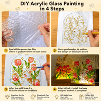 DIY Acrylglas-Malerei LED-Nachtlicht Handgemalte Wasserwellen-Textur Tischlampe Kinder-Bastelgeschenk Abschluss-Dekoration 3-12