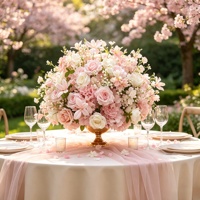 Boule de fleurs artificielles en soie faites à la main en gros pour décoration de centre de table de mariage, fleurs d'allée, fête de remise des diplômes, fête des Mères