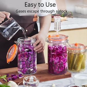 Pot <span class=keywords><strong>de</strong></span> Fermentation en Verre <span class=keywords><strong>de</strong></span> 1 Litre, Compatible Lave-Vaisselle, Kit <span class=keywords><strong>de</strong></span> Fermentation pour Choucroute, Sauce Piquante, Miel et <span class=keywords><strong>Cidre</strong></span>, Lot <span class=keywords><strong>de</strong></span> 2 - Product Image 4