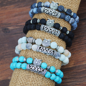 Piedra cristal Simple moda dos piezas mano con cuentas multicolor búho energía pulsera regalo de vacaciones para novias - Product Image 4