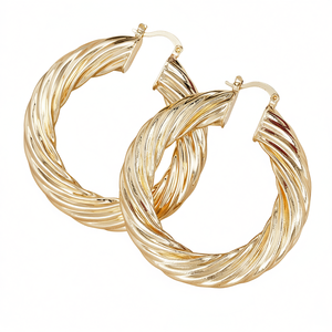 Orecchini a Cerchio Dorati E4438 Placcati in Oro 22k Stile Classico Unisex per Uso Quotidiano - Product Image 1