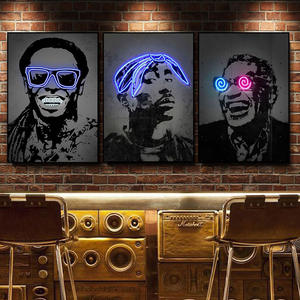 Неоновые световые панели для декора: музыкальная стена для столовой, KTV, в стиле хип-хоп, с изображением рэпера, настенное панно, место происхождения - Product Image 1