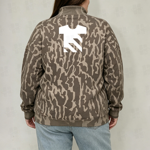 Sudadera de cuello alto de algodón para mujer, talla grande, con logo bordado personalizado, estilo camuflaje, venta al por mayor - Product Image 4
