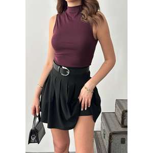 Wholesale XS <b>Black</b> A-Line Mini <b>Skirts</b> Ruffles Printed Knitted Fabric Casual Korean Style Summer Tennis Occasion Natural - Product Image 2