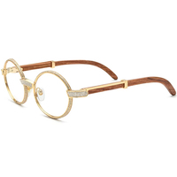 Gafas de Madera Borregls para Hombre, Diseño de Marca, 720 Diamantes, Monturas Redondas para Gafas, Gafas Ópticas de Lujo para Mujer 17550179