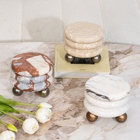 Pot de rangement en marbre et métal OEM ODM, couleur personnalisée, design moderne, qualité supérieure, 2 tailles disponibles, métal pour pieds, pour la maison
