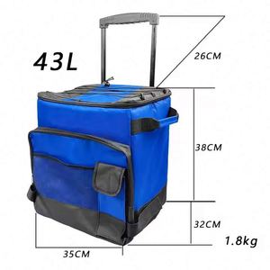 Promotional 600D Waterproof <b>Rolling</b> Insulated Trolley Picnic Bag Multi-Functional Foldable Thermal Cooler <b>Backpack</b> - Product Image 2