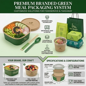 Bol à salade en papier kraft biodégradable, récipient alimentaire jetable pour la restauration à emporter, emballage écologique - Product Image 4