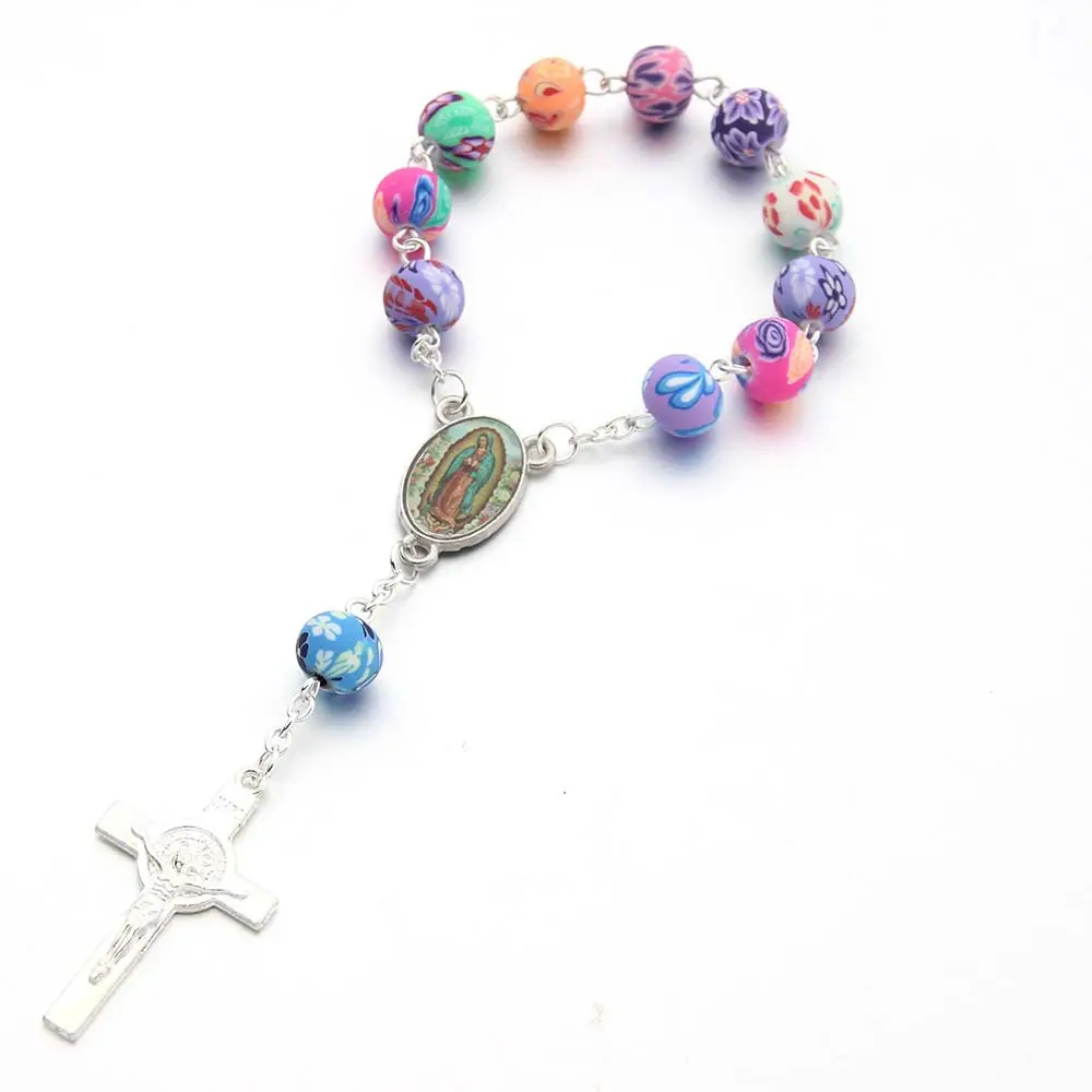 Pulsera cruzada para niños, rosarios romanos, joyería barata