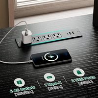 Meuble TV moderne en bois noir avec prises électriques, tiroirs et éclairage, extensible et durable, pour téléviseurs de 65 à 70 pouces, mobilier de maison