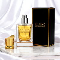 Flacon de parfum en verre de haute qualité, design rectangulaire, fond épais, 30 ml, 50 ml, 100 ml, logo personnalisé, vaporisateur, boîte d'emballage
