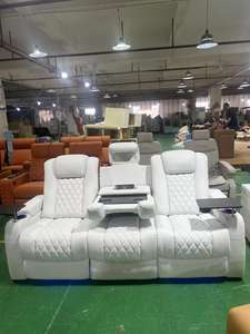 Sofá de Lujo Personalizable para Sala de Video y Cine en Casa con Reclinador Automático en Piel Genuina - Product Image 6