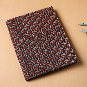 Maroon Bagru Fabric Cover Handmade Paper Notebook Ethnic Artisan <b>Journal</b> for <b>Writing</b> & Sketching (9 x 7 in) - Product Image 2