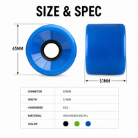 Roues de skateboard ZILON 65x51mm en PU 82A à rebond élevé pour cruiser et longboard, roulements ABEC-7, logo personnalisé OEM, vente en gros d'usine
