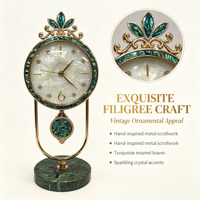 Horloge de style européen de luxe, fabriquée en métal avec des coquilles de perles de mer profonde et des strass, vente directe d'usine, décoration d'intérieur