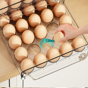<span class=keywords><strong>Porte</strong></span>-œufs pour réfrigérateur, distributeur à 2 niveaux, plateau à œufs empilable transparent avec tiroir, conteneur de rangement pour comptoir de cuisine - Product Image 3
