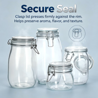 Bocaux Mason personnalisables avec logo TS, 500 ml/750 ml/1000 ml, en verre, pour le stockage alimentaire, avec couvercle à clipser, pour une utilisation en cuisine