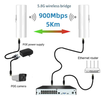 Pont sans fil CPE 5.8G 900Mbps extérieur - 4-5KM, liaison point à point / point à multipoint pour caméra IP de sécurité, 1 paire