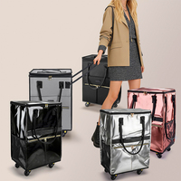 Sac de transport pliable OEM avec roulettes, imperméable, pour voyages, courses et rangement - Noir