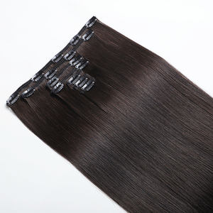 Высококачественные Роскошные 100% индийские натуральные человеческие волосы невидимые волосы на заколках темно-коричневые волосы 18 дюймов прямые водяные волны - Product Image 2