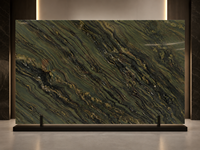 Dalle de marbre poli Monet Forest pour panneau mural en bois massif, comptoir de bar, plateau de console, carrelage mural de douche et découpe sur mesure