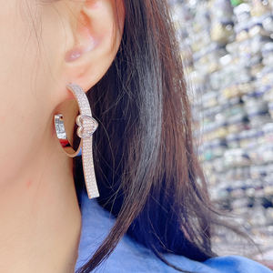 Hibride Bling Zirkonia Grote Halve Ronde Hart Ontwerp Oorringen Voor Vrouwen Bruids Bruiloft Sieraden Boucle D'oreille E-71 - Product Image 5