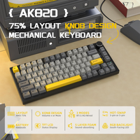 Garantie 1 an, clavier mécanique Ajazz AK820 PRO 4000 mAh, trois modes, compact 75 %, rétroéclairage RVB, 100 % anti-ghosting, clavier de jeu