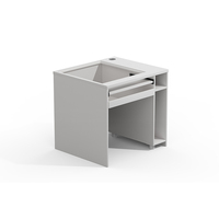 Bureau d'ordinateur moderne en bois avec plateau en verre, hauteur réglable, mobilier de laboratoire gain de place pour les écoles