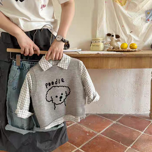 Tongxingyuan Children's Wool Vest Cartoon Poodle Design Spring Autumn Baby Girls Boys Sweater Vest Cotton Fabric - Product Image 2