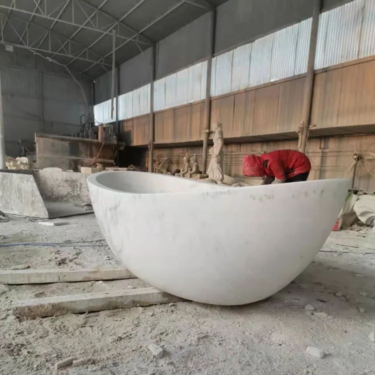 Популярный дизайн ручной резной Индивидуальный размер полированный камень ванна