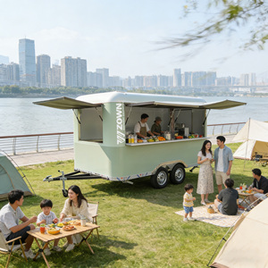 Retro Round Food Cart Vintage Mobile Ice Cream Cart for Shopping Mall Street - Product Image 1
