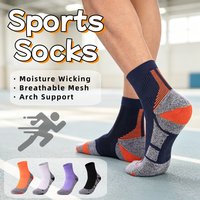 Chaussettes de sport en polyester tricotées, mi-mollet, fonctionnelles, résistantes à l'usure, absorbant l'humidité, avec soutien de la voûte plantaire et amorti des chocs