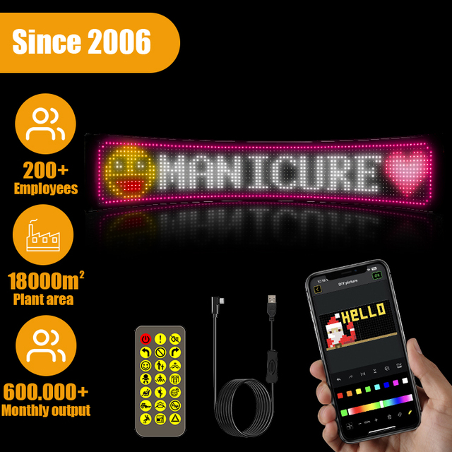 USB RGB LED Display Screen Programmable Remote Control Car Sign Decoration 10w Led Auto Panel Lighting System Advertising Tool