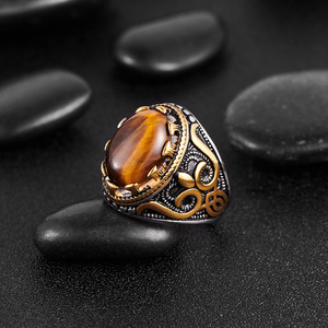 2025 New Tiger Eye <strong>Stone</strong> <strong>Ring</strong> Fashionable Powerful Retro Jewelry <strong>Men's</strong> Stainless Steel <strong>Ring</strong> - Product Image 3