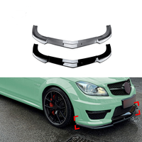 Lèvre de pare-chocs avant en fibre de carbone noire en PP, spoiler avant pour Mercedes Benz Classe C W204 Facelift C63 AMG 2011-2014