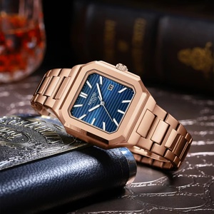 For 2689 Luxury Fashion Square Stainless Steel Quartz <b>Watch</b> 3BAR Water Resistant Luminous Hands 40-44mm Dial Push Button - Product Image 2