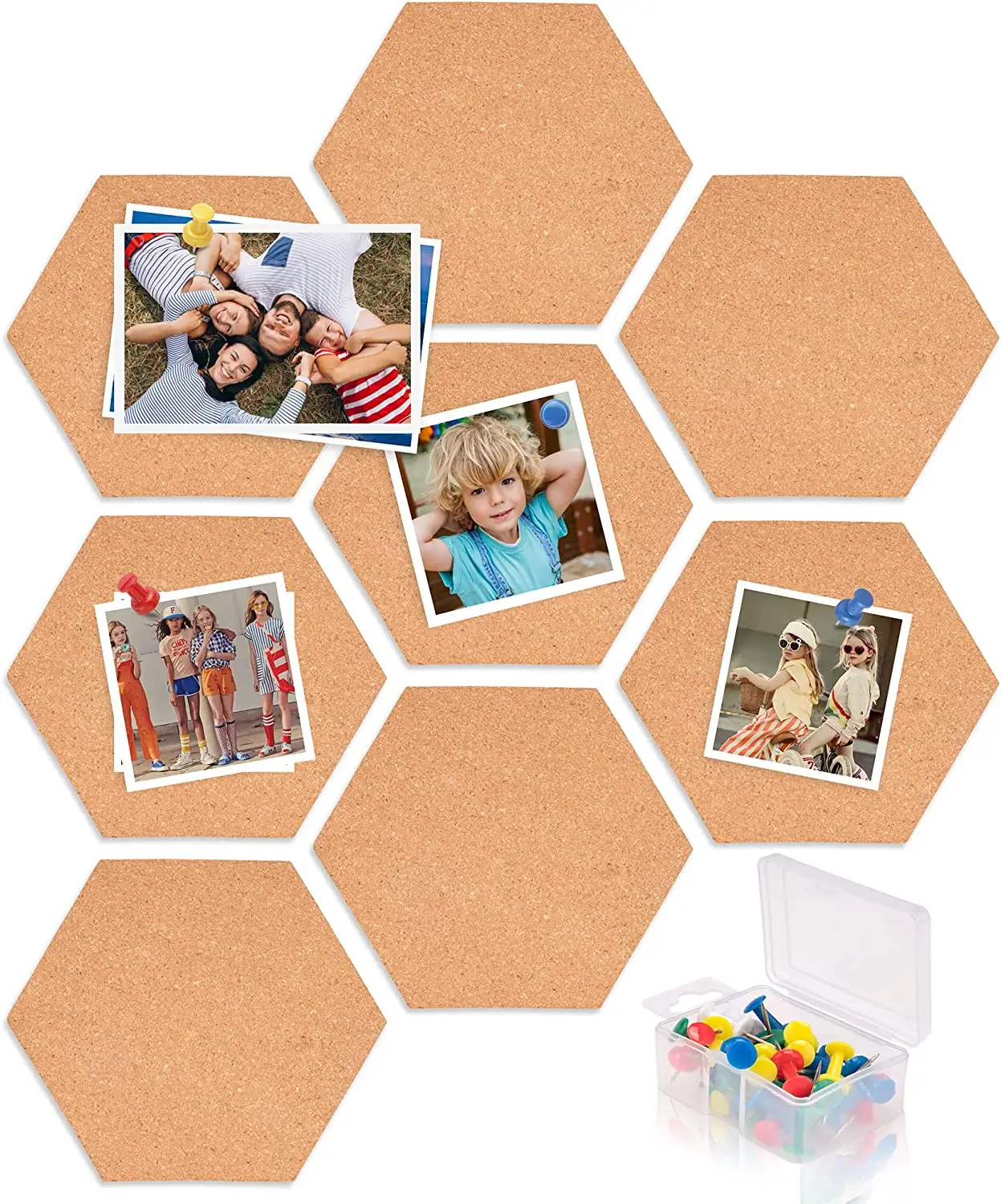 Home Office Classroom Aangepaste Vorm Wandmontage Decoratieve Gekleurde Hexagon Pin Board Prikbord Kurk Boord