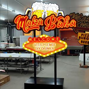 Lenzuolo zincato luci al Neon 3D decorazioni in PVC per Bar birre Logo segno del negozio pilone insegna al Neon <span class=keywords><strong>LED</strong></span> negozio segnaletica - Product Image 1