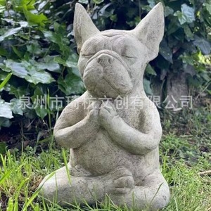Adorno de Resina de Bulldog Francés Inspirado en el Zen, Decoración para Jardín, Césped, Balcón, Resistente a la Intemperie, Escultura Moderna de Animal - Product Image 3