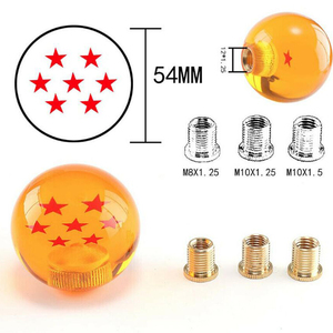 Pomo de Cambio Universal DBZ <span class=keywords><strong>Dragon</strong></span> Ball Gear, Pomo de Cambio Redondo Acrílico de 1-7 Estrellas con 3 Adaptadores para Automóvil Manual - Product Image 2
