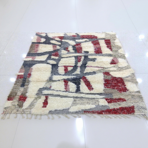 Abstract Pattern Hand Knotted Wool Moroccan Area <b>Rug</b> 10' X 14' Rectangle Medium <b>Pile</b> <b>Thick</b> Bohemian Living Room <b>Rug</b> Cotton - Product Image 1