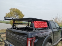 Rak Atas Bak Truk untuk Ford Ranger Raptor, Pengangkut Kargo Utilitas 2-Bar dengan Cincin Pengikat, Aluminium Tugas Berat untuk Berkemah