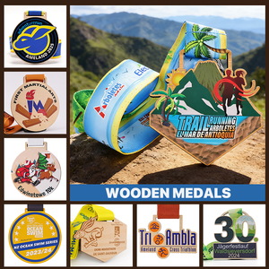 Medallas Deportivas de Madera Personalizadas para Maratón 5K, Grabadas con Láser, Premios para Carreras y Caminatas Benéficas, y Eventos de Carreras en Carretera - Product Image 2