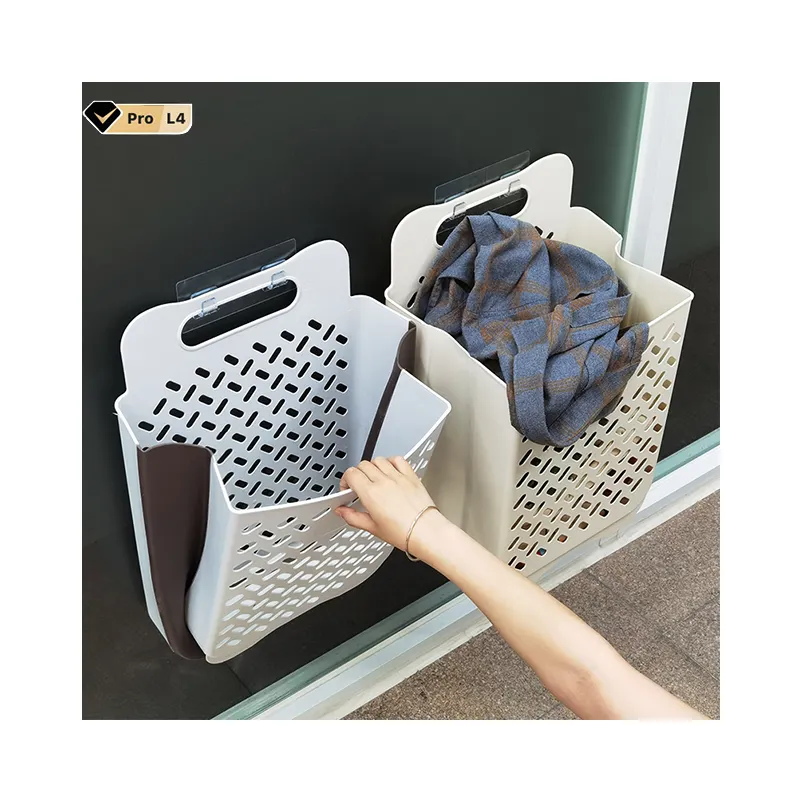 Waterproof Portable Foldable Collapsible PP Wicker Laundry Hamper round Dirty Clothes Storage Basket for Home Use