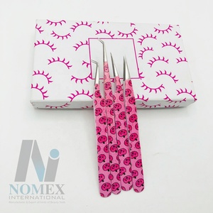 Pinzas de acero inoxidable en ángulo de 90 45 grados rosa, etiqueta privada sostenible, extensión de pestañas para cejas, pinzas rectas, Punta puntiaguda - Product Image 6