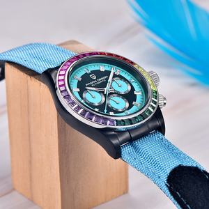 Montre à quartz pour homme PAGANI DESIGN 1732, bracelet en nylon, étanche 10 ATM, multifonctionnelle, mécanique, décorée de diamants arc-en-ciel - Product Image 4