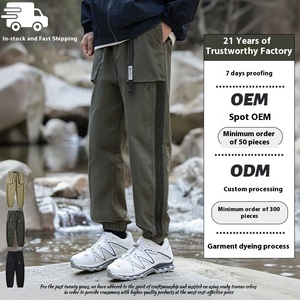 Sabin Hombres Retro Casual Jogger Pantalones de chándal 100% Algodón Cintura media Cómodo Ajuste holgado Lavado Estilo vintage Plano Servicio OEM - Product Image 2