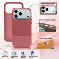 Étui de protection texturé mat bicolore en PU pour iPhone 17 Pro Max avec fermeture magnétique, ajustement fin et boutons indépendants